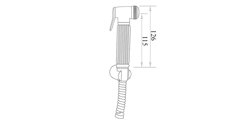 Kích thước vòi xịt rửa vệ sinh bồn cầu màu đen bằng đồng HBS22B