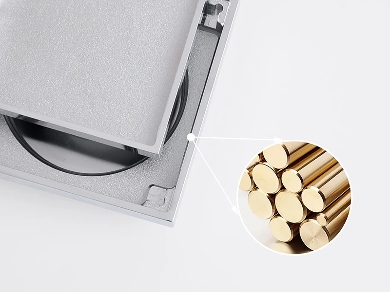 Phễu thu sàn bằng đồng thau và có bề mặt mạ chrome sáng bóng