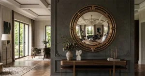 Gương cầu lồi decor tạo điểm nhấn kiến trúc sang trọng.